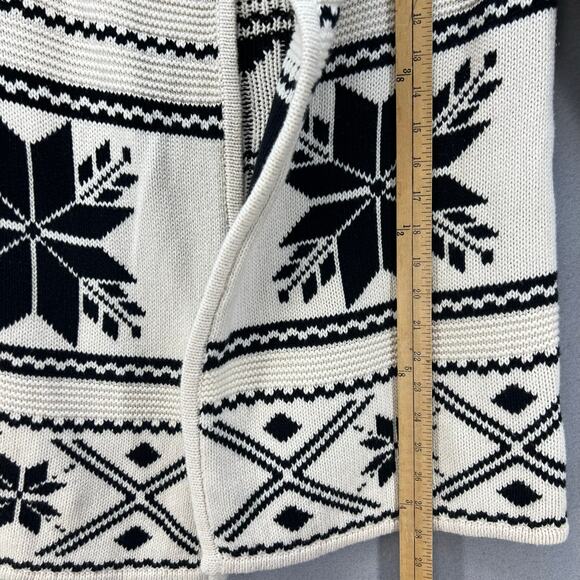Love, Hannah Sweater Women's S Beige Black Cardigan Fir-Isle Merino Wool Cozy - Picture 9 of 9